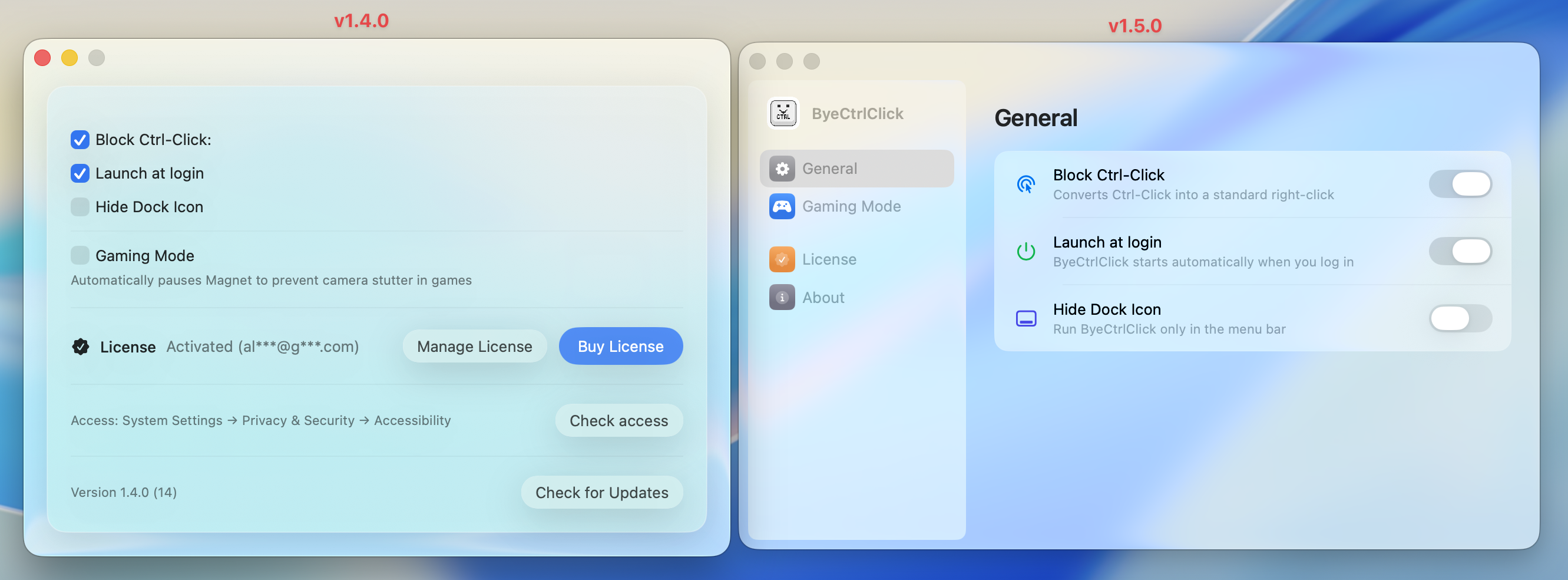 ByeCtrlClick v1.5.0 – Screenshot